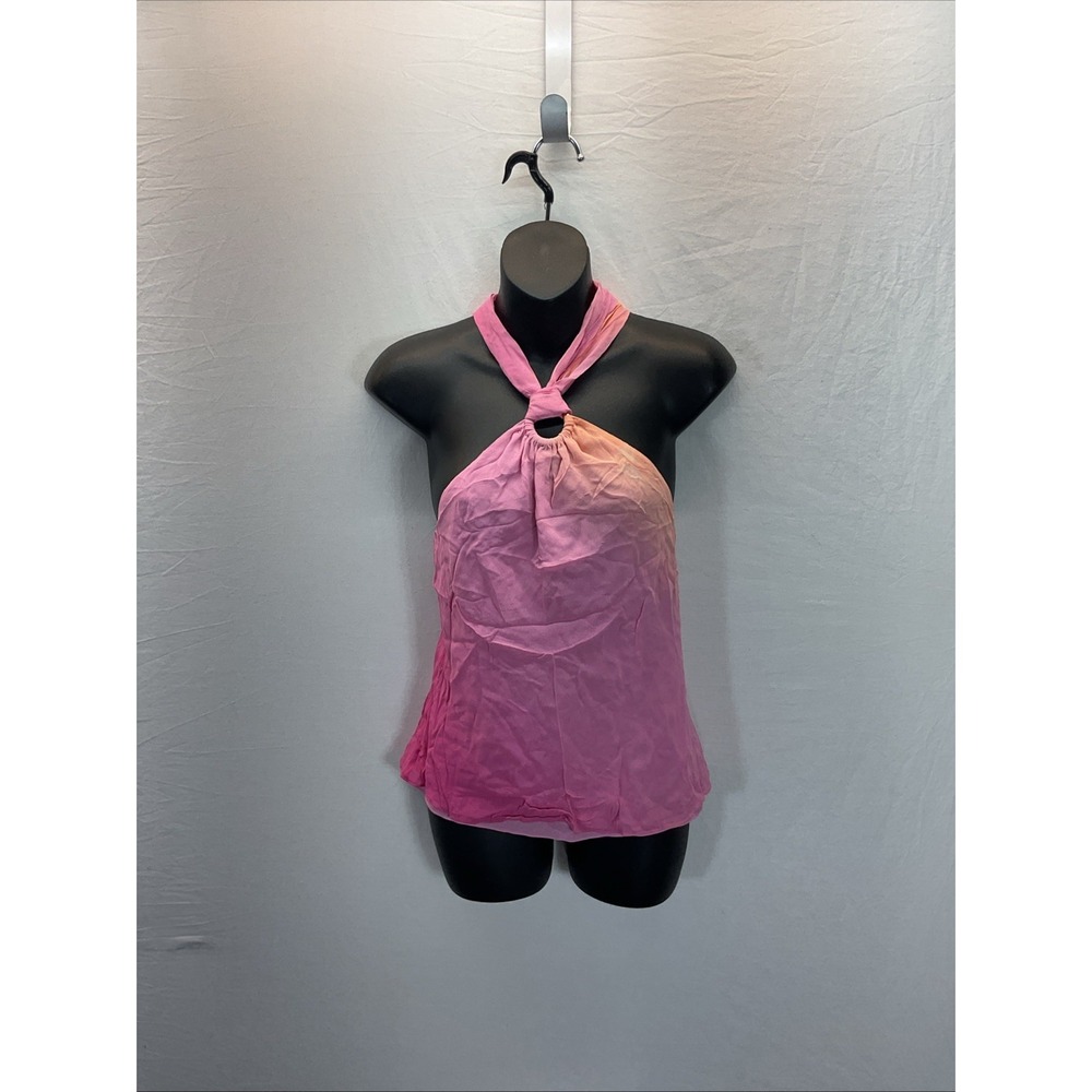 Vtg Lauren Ralph Lauren Sz 4 Pink Ombre Silk Tie Ring Romance Light Halter